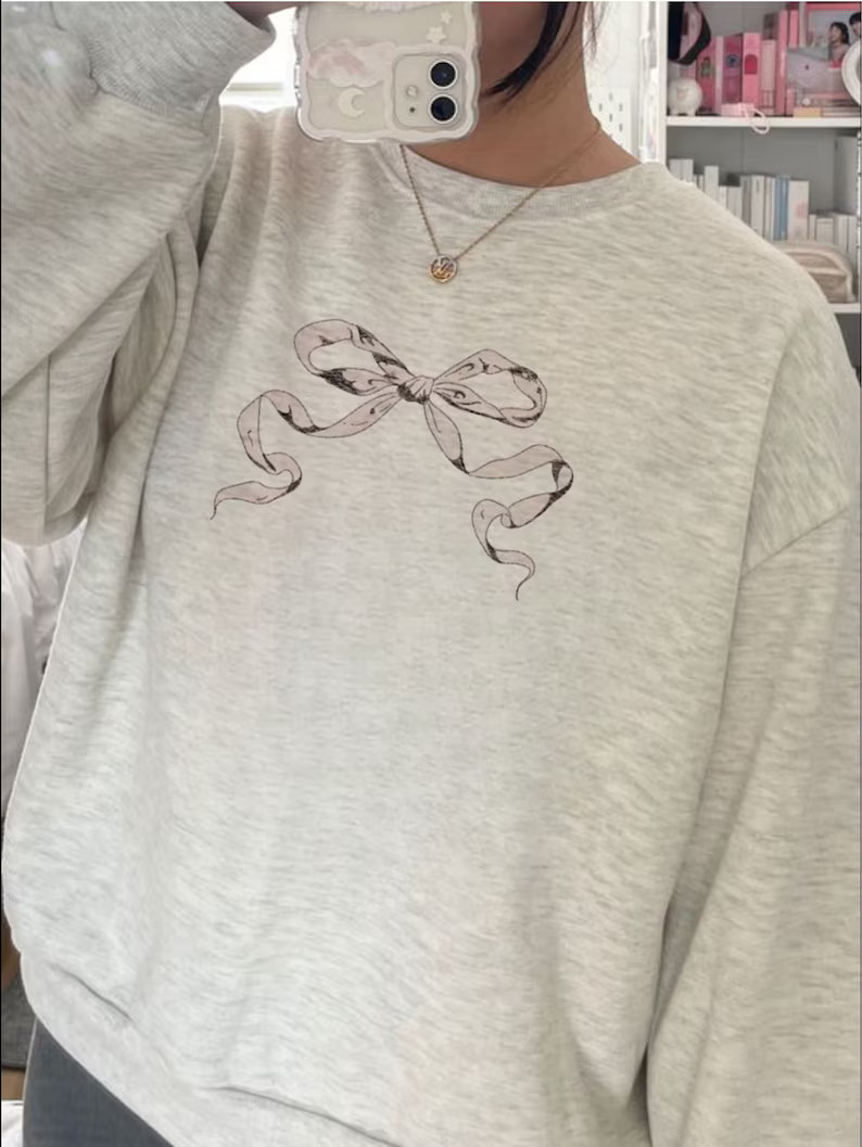 Trendy Sweatshirt Aesthetic Sweatshirt Ribbon Sweatshirt - Etsy | Etsy (US)