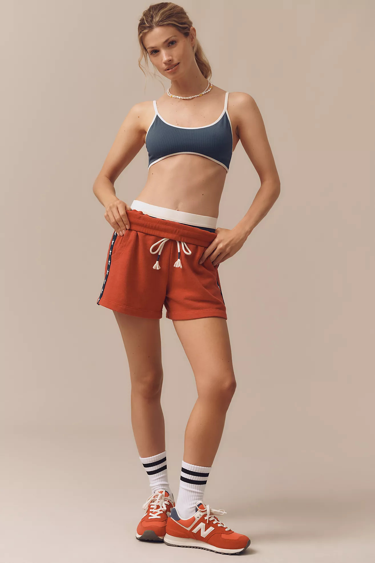 Sundry Vintage Terry Drawstring Track Shorts | Anthropologie (US)