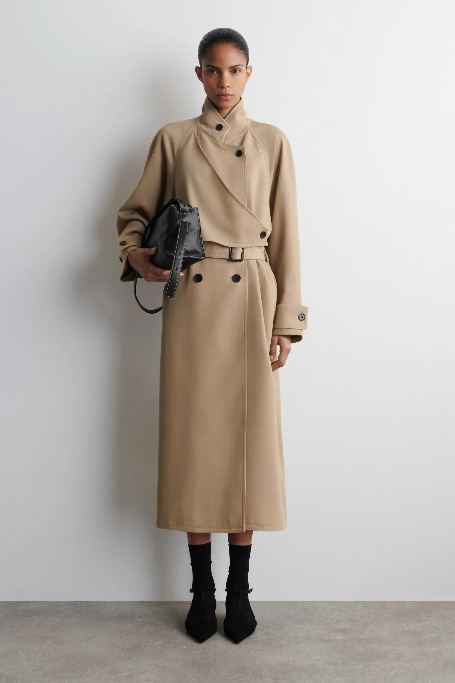 Wrap-Over Wool-Twill Trench Coat (Women) | Nordstrom | Nordstrom