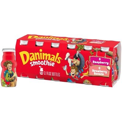 Danimals Strawberry Banana & Raspberry Kids' Smoothies - 12ct/3.1 fl oz Bottles | Target