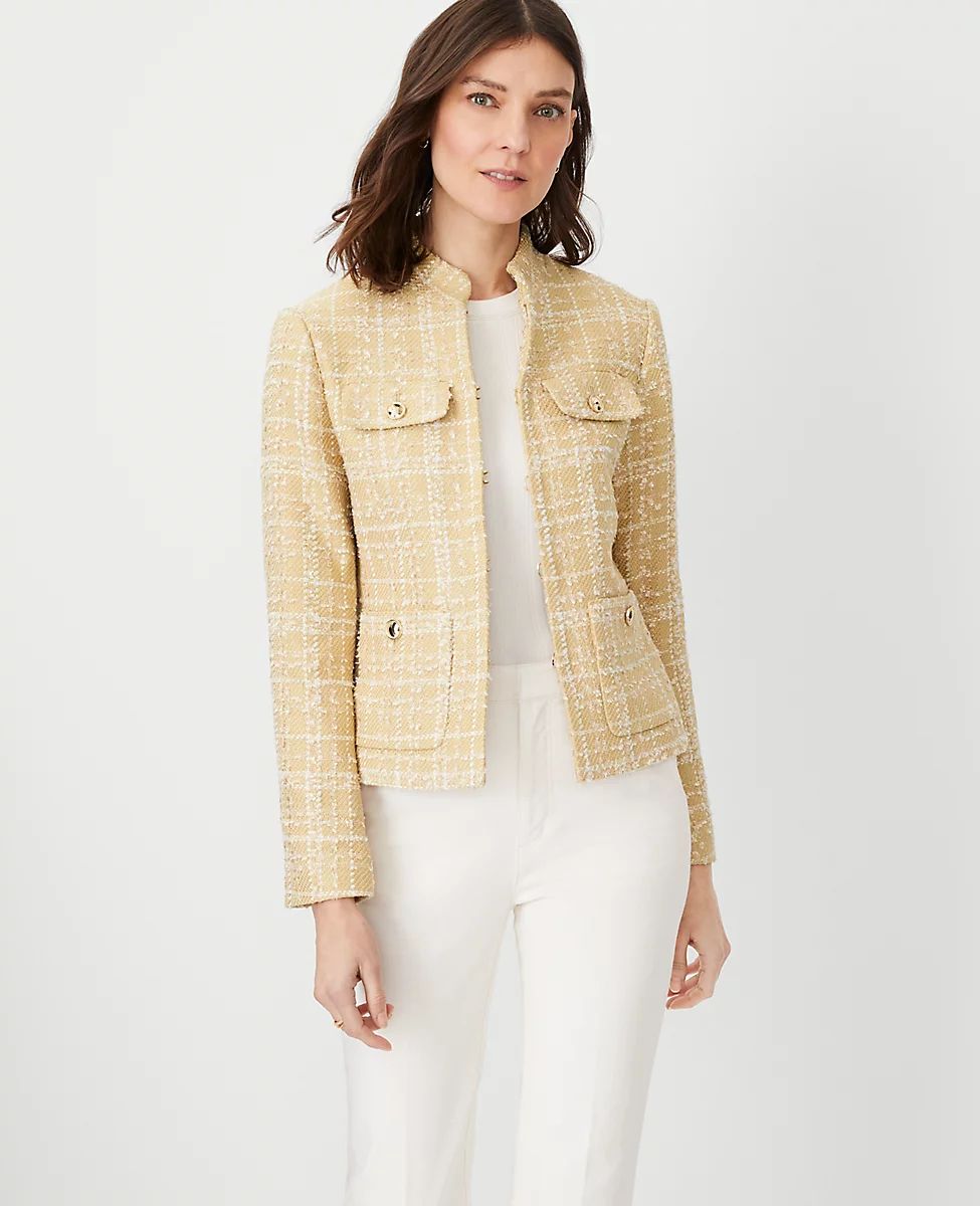 Stand Collar Tweed Jacket | Ann Taylor (US)