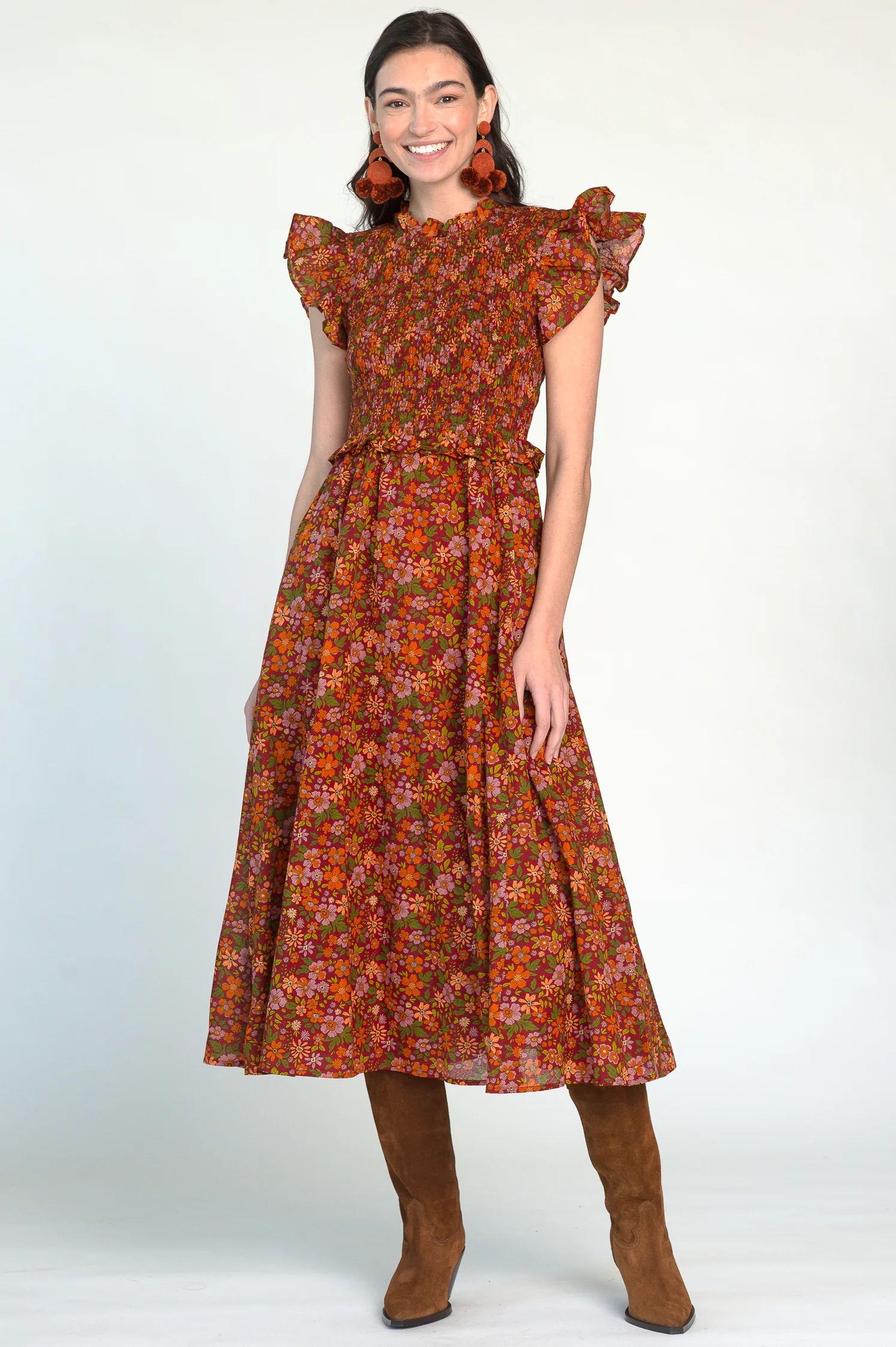 Lila Dress in Wildflower Rosewood | Olivia James The Label