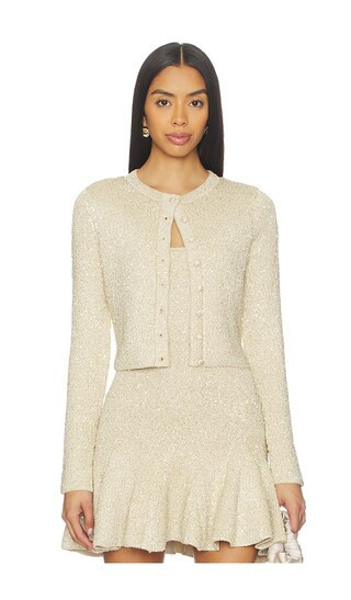 LoveShackFancy Ferra Cardigan in Metallic Gold. - size XS | Revolve Clothing (Global)