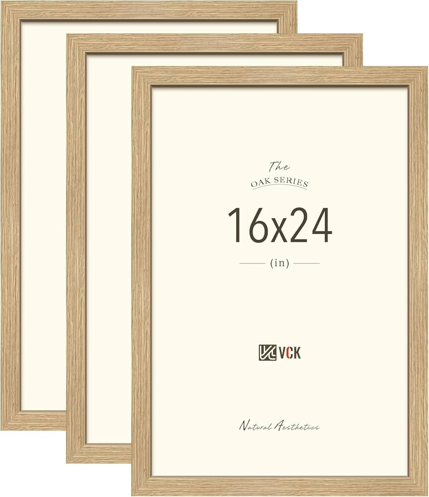 VCK 16x24 Oak Wood Frame for Poster & Picture, Natural Solid Wood Photo Frames 3 Pack, Wall Galle... | Amazon (US)