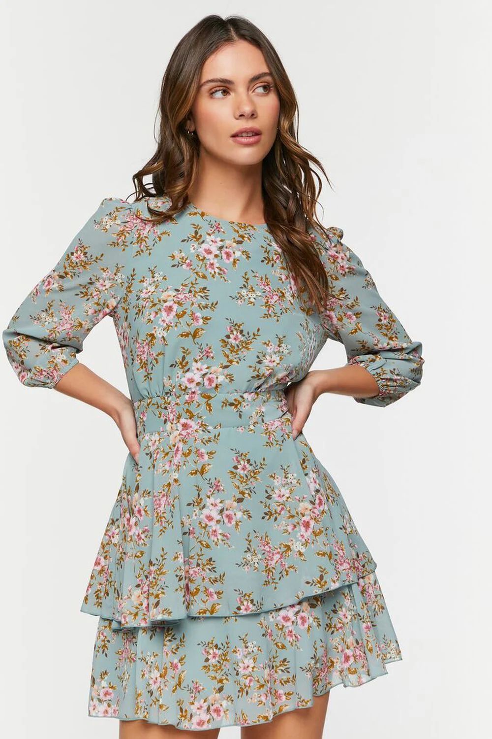 Floral Print Chiffon Mini Dress | Forever 21 (US)