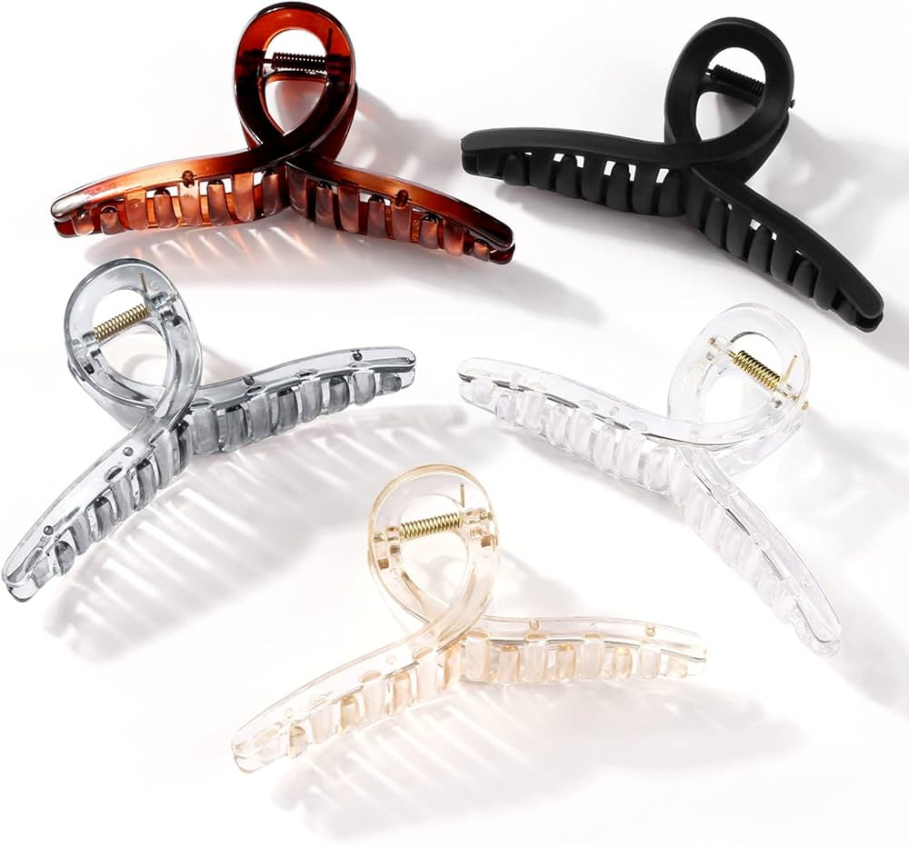 MORIKOKI 2023 New Jelly Clear Hair Claw Clips, 5.1" Extra Large Claw Clips for Thick/Thin Hair, S... | Amazon (US)