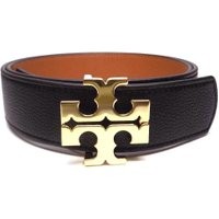 NEW TORY BURCH 1.5" BLACK TIGERS EYE BROWN LEATHER REVERSIBLE LOGO BELT | Bonanza (Global)