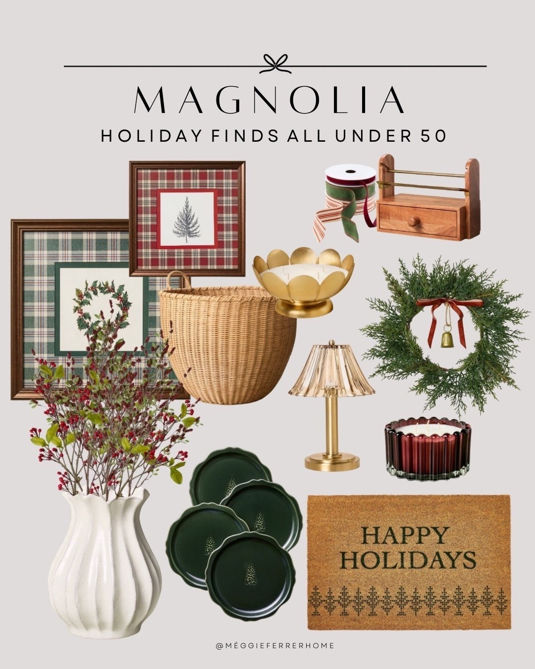 Magnolia holiday finds… all under $50 ❤️
Plaid frames, brass details, cozy greenery, festive candles, and the cutest doormat, holiday styling without the splurge. ✨

#magnoliahome #holidaydecor #ltkhome #under50 #cozyseason

#LTKFindsUnder50 #LTKSeasonal #LTKHoliday