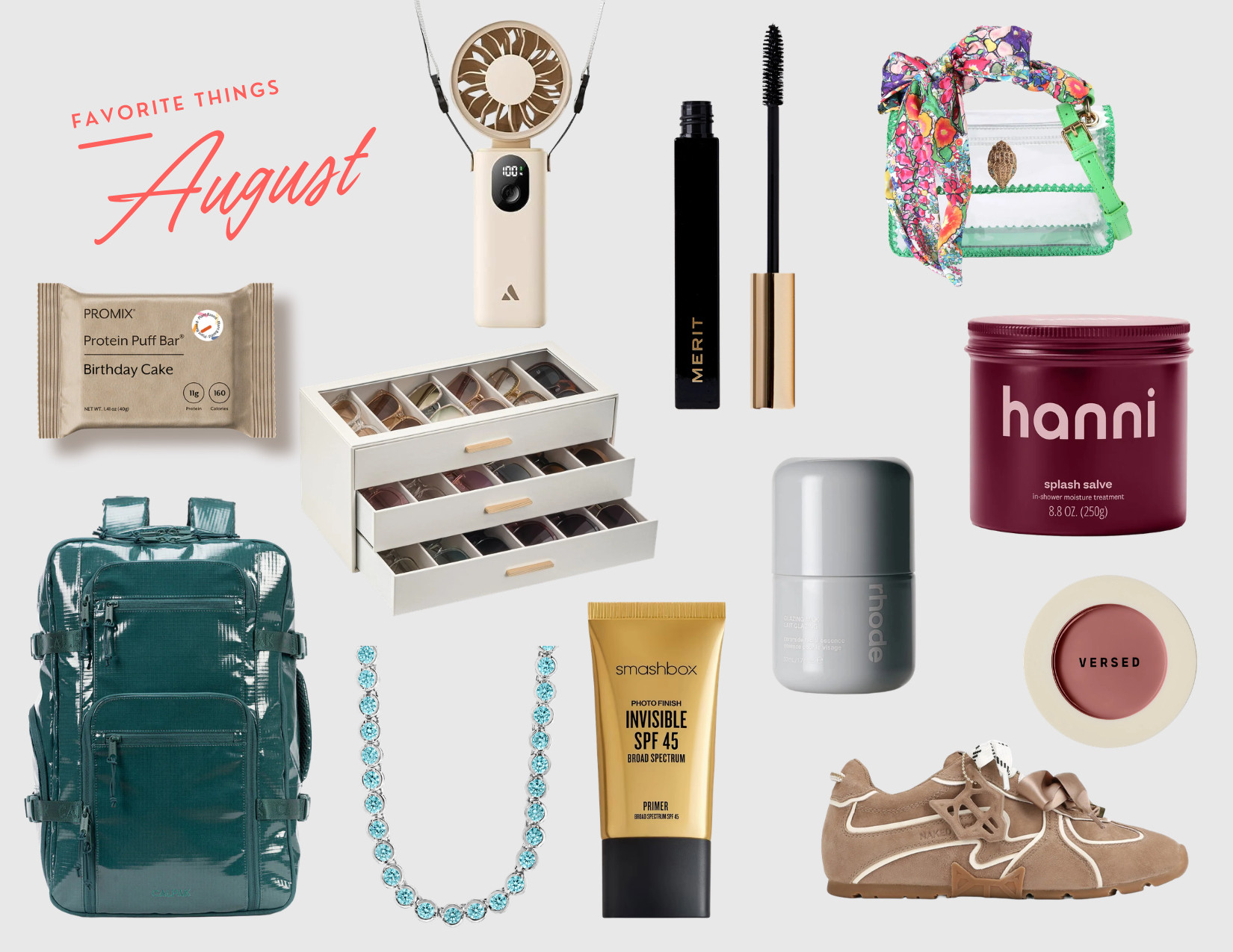 Favorite Things: August

Rounding up some of my high summer favorites, from a nifty travel backpack to clever sunglasses storage, plus my current favorite beauty products. 

Did you know you could get these right to your inbox each month? Sign up for the newsletter at https://waywardblog.kit.com/social-newsletter-form 

 #LTKdayinmylife #LTKBeauty #LTKTravel