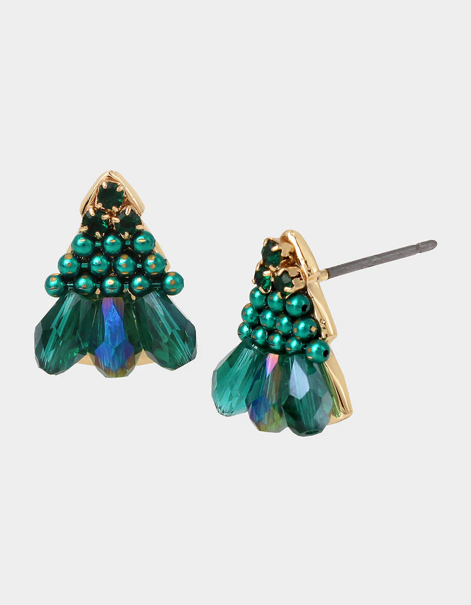 HOLIDAY WHIMSY TREE STUDS GREEN | Betsey Johnson