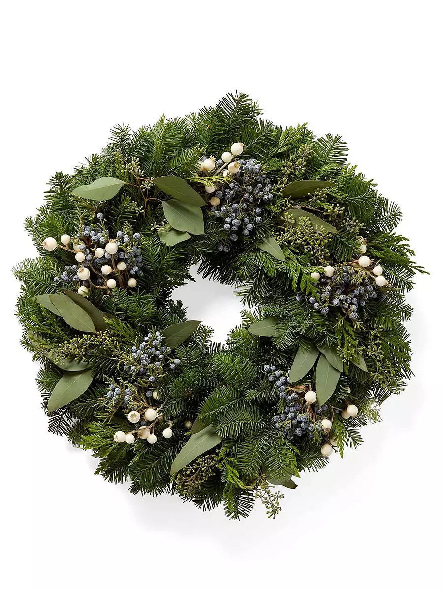 Fresh White Berry Wreath | Serena and Lily