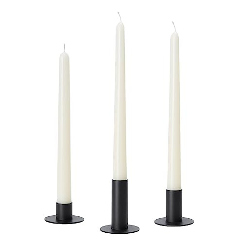 3PCS Set of Black Candle Holders, Decorative Metal Candlesticks for Taper Candles tiered heights 1/2/3inch for Home Décor, Wedding, Birthday and Anniversary（Candles Excluded） | Amazon (US)