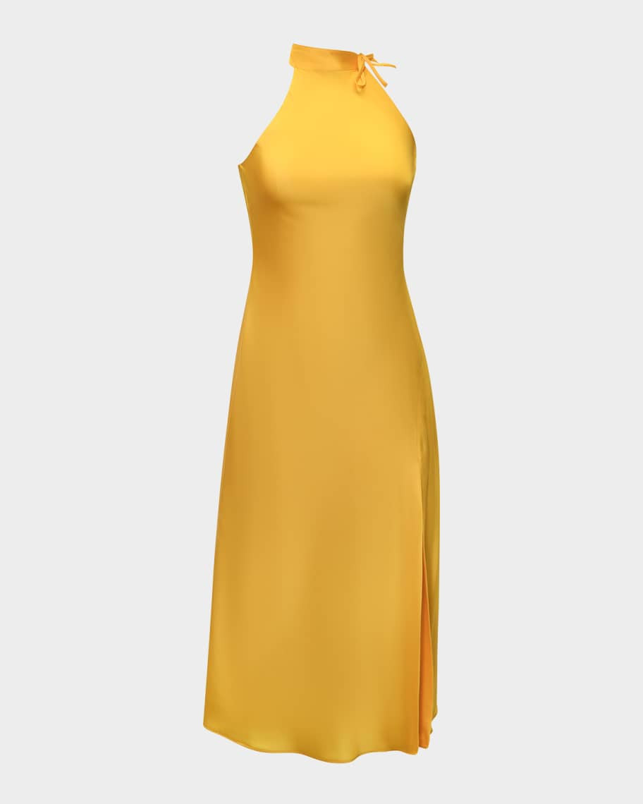 Mari Sleeveless Halter Midi Dress | Neiman Marcus