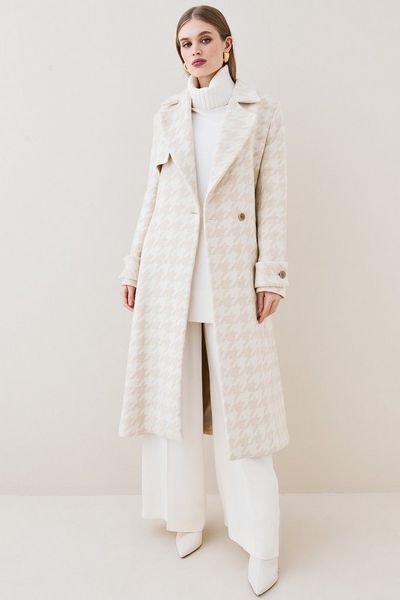 Italian Wool Cashmere Oversized Dogtooth Coat | Debenhams UK