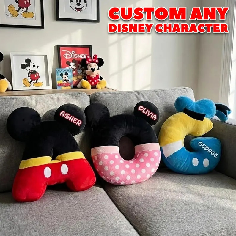 Personalized Mouse Friends Letter Pillow, Custom Cartoon Name Pillow, Kids Cartoon Pillow Gift fo... | Etsy (US)