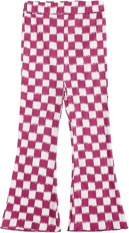 SOLY HUX Toddler Girl's Checkered Flare Leggings High Waisted Bell Bottom Pants Workout Athletic ... | Amazon (US)