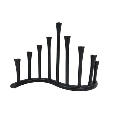 Curved Hanukkah Metal Menorah Black | Target