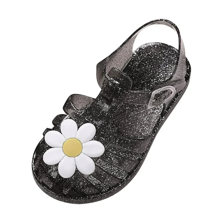 Fridja Toddler Sandles Girls Jelly Sandals Rubber Sole Closed Toe Princess Flat Flower Summer Sho... | Walmart (US)
