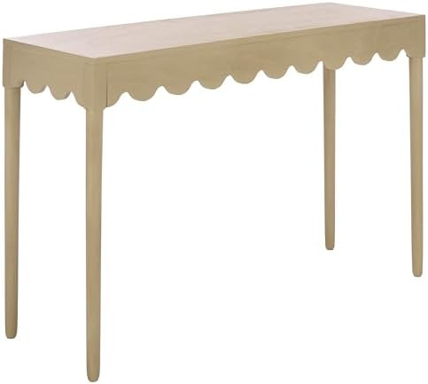 SAFAVIEH Home Collection – Neha Natural Brown Solid Wood Console Table, Scalloped Apron Entrywa... | Amazon (US)