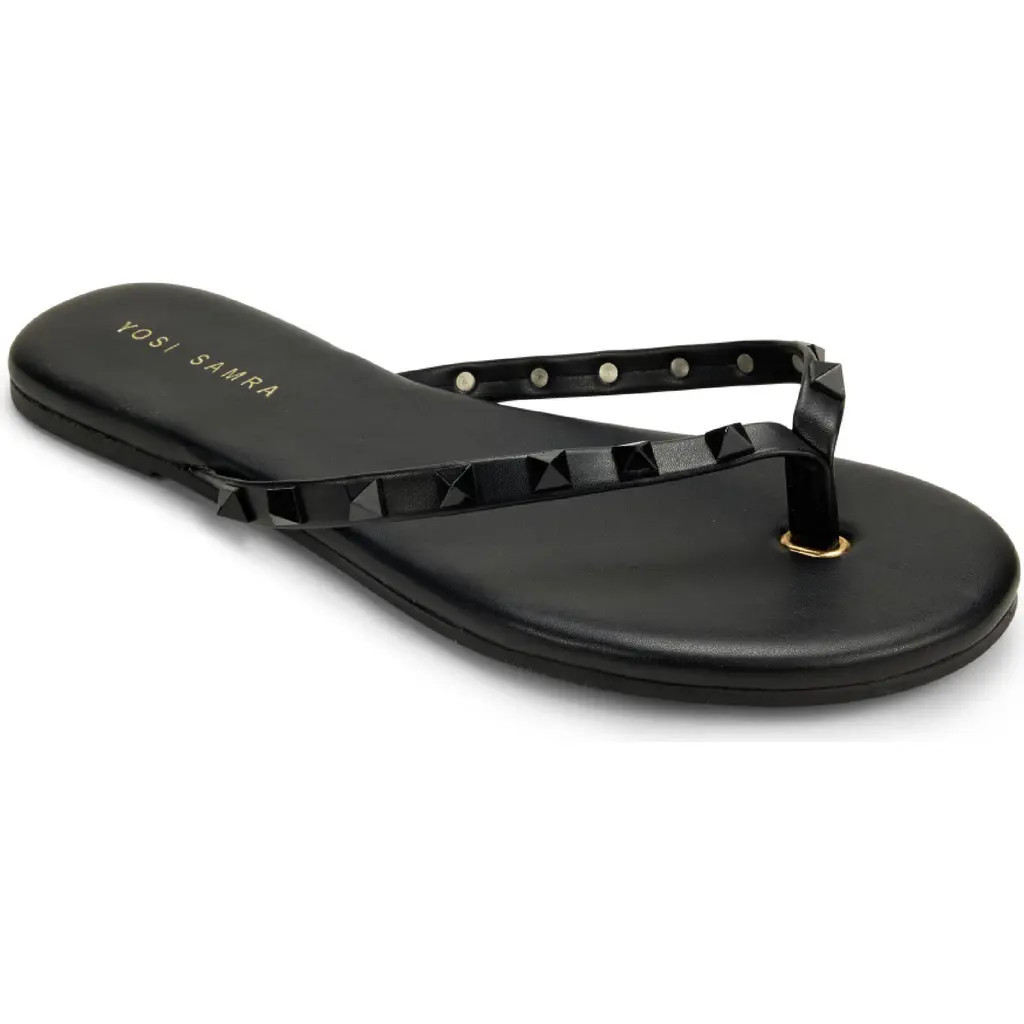 Yosi Samra Rivington Stud Flip Flop in Black at Nordstrom, Size 7 | Nordstrom
