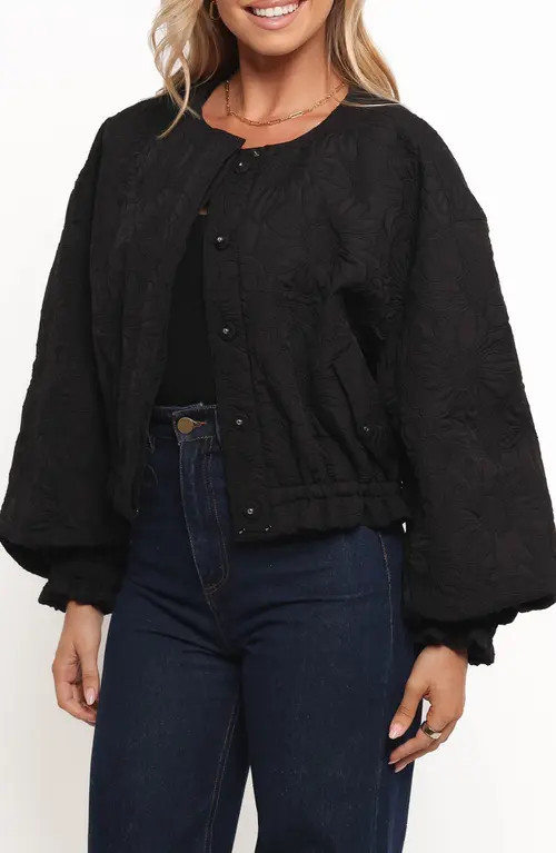 Petal & Pup Yuki Flower Embroidered Jacket in Black at Nordstrom, Size Small | Nordstrom