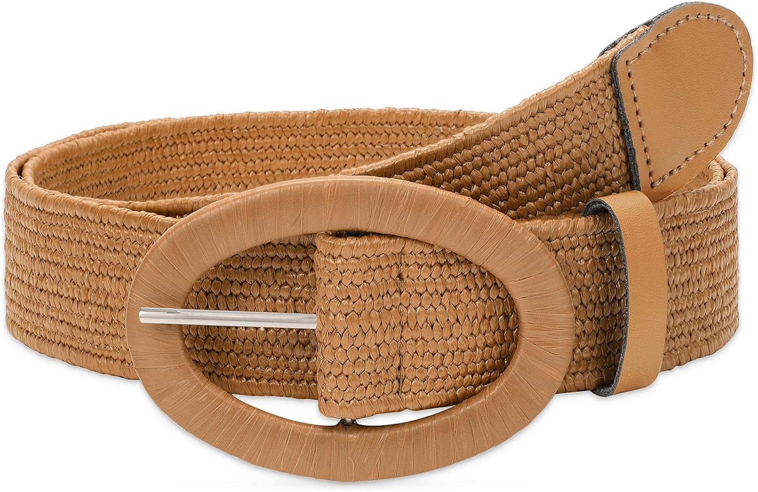 WHIPPY Women Straw Woven Elastic Stretch Waist Belt, Boho Braided Skinny Dress Belts for Women | Amazon (US)