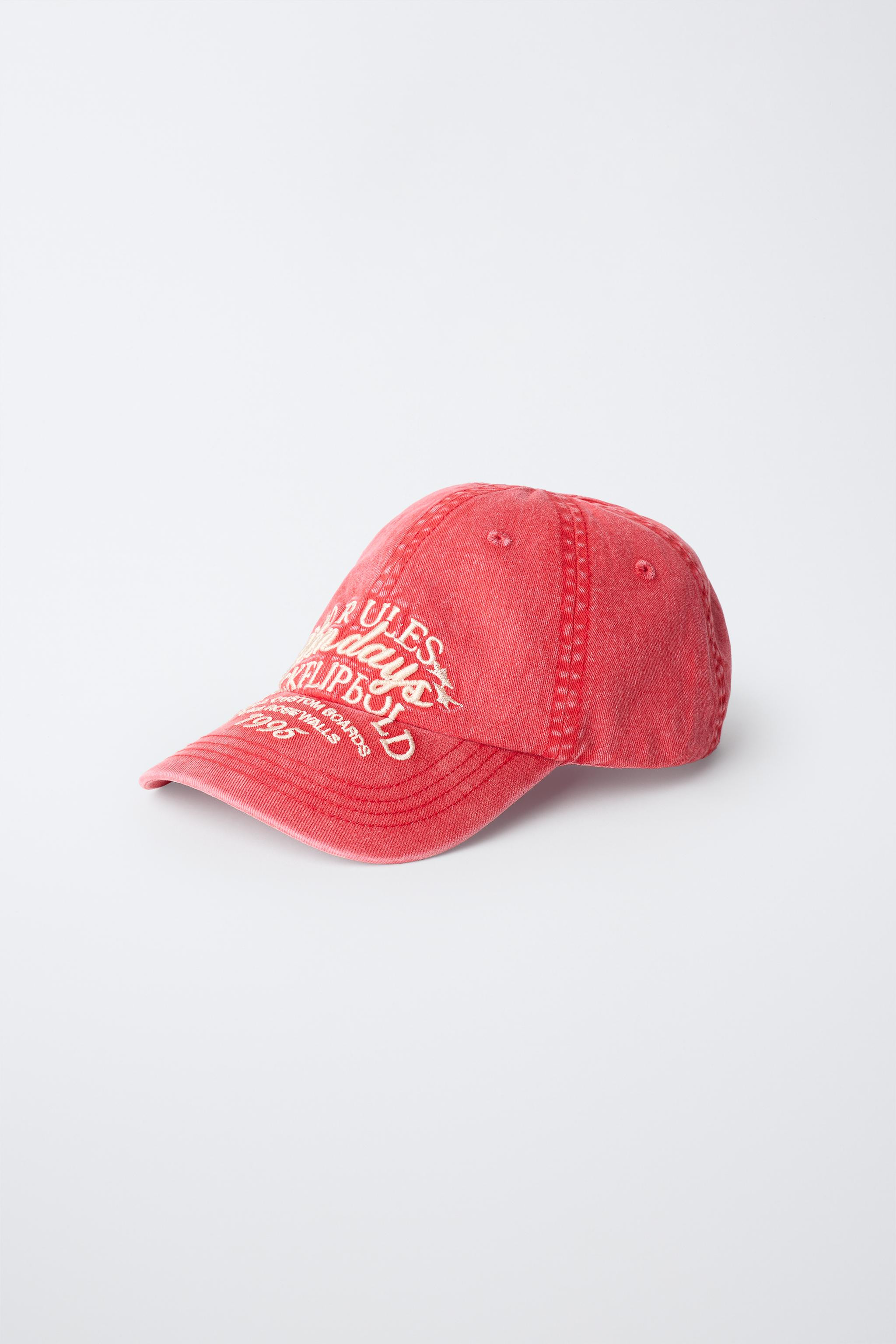 WASHED EFFECT CAP WITH EMBROIDERED TEXT | Zara UK