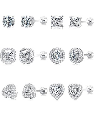 M MOOHAM Hypoallergenic 925 Sterling Silver Post Stud Earrings Set for Women - 14k Gold Plated Si... | Amazon (US)