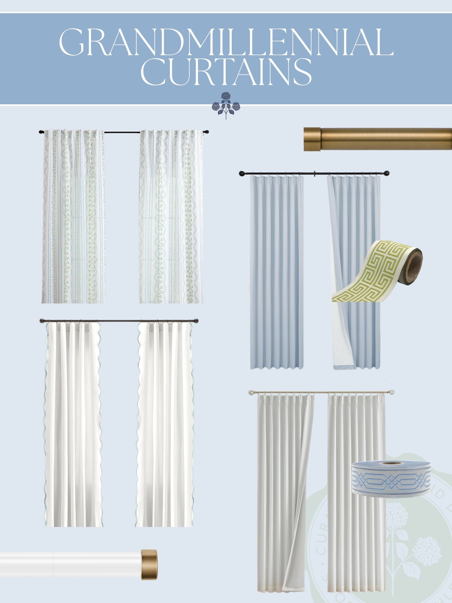 Everything you need for Grandmillennial style curtains from Amazon! 

Pinch pleat curtains, scallop curtains, blue curtains, curtains with trim, blackout curtains, blue and green curtains, curtain rod, gold curtain rod 

#LTKHome #LTKFindsUnder100 #LTKStyleTip