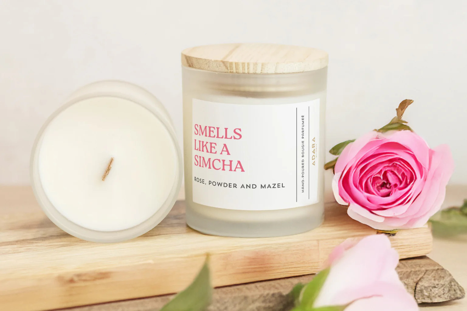 Smells Like A Simcha - Rose, Powder, and Mazel Scented Candle | Adara Rituals