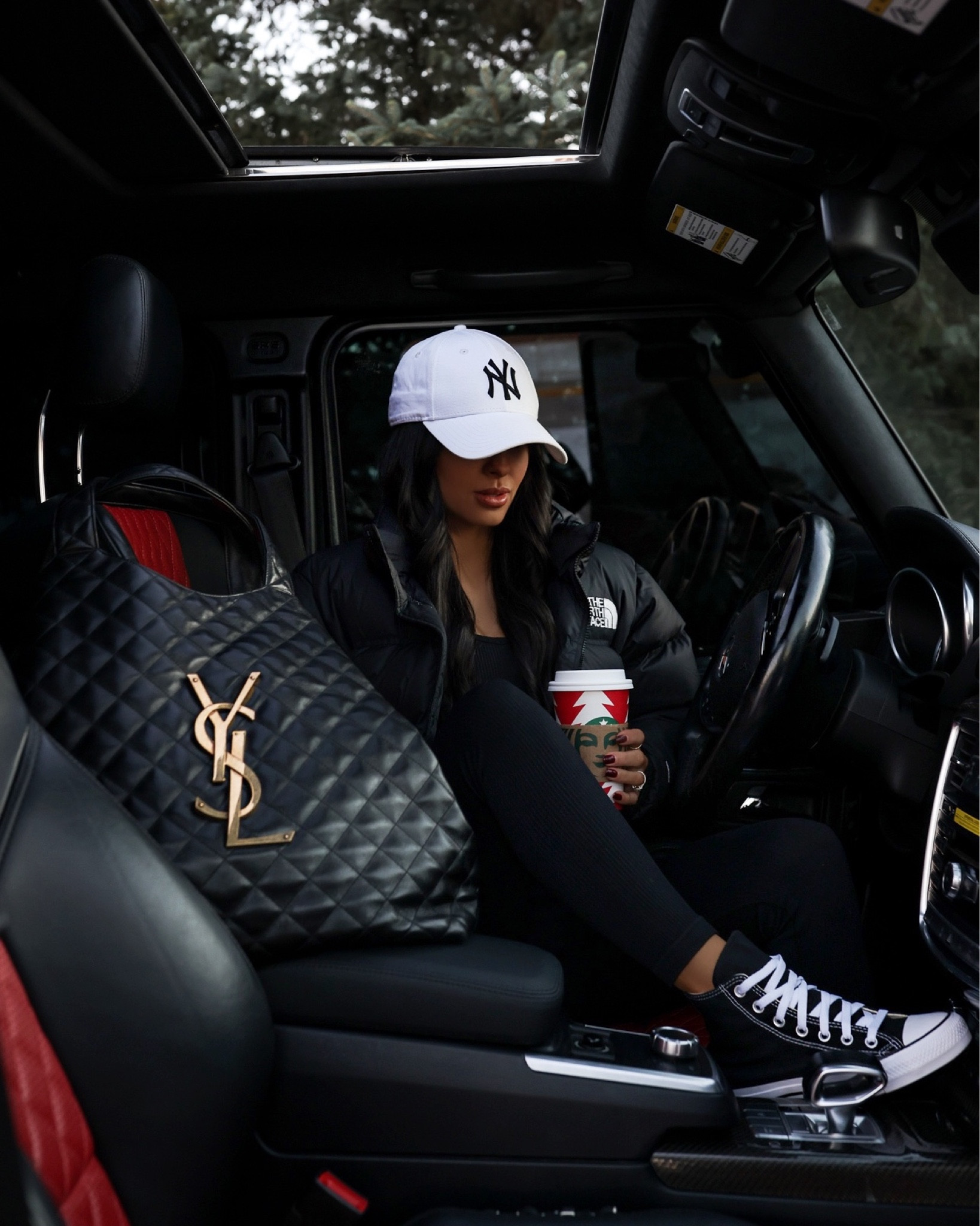 Casual weekend outfit ideas 
Converse sneakers outfit 
YSL Saint Laurent Icare bag
North Face puffer jacket wearing an XS
Amazon set


#LTKshoecrush #LTKunder100 #LTKfit