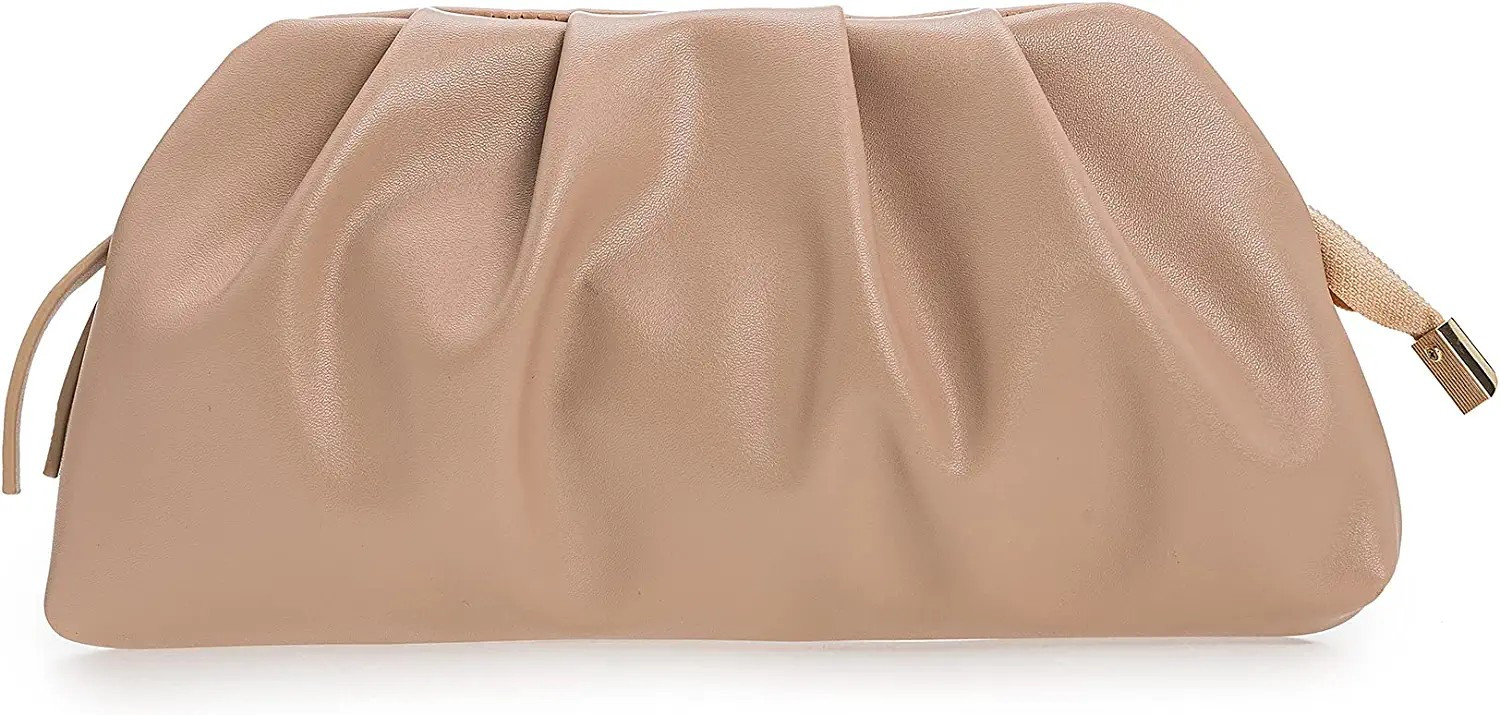 Charming Tailor Chic Soft Vegan Leather Clutch Bag Dressy Pleated PU Evening Purse for Women | Amazon (US)