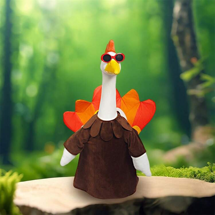 3pcs Thanksgiving Day Outfits For Porch Goose Funny Turkey Costume+Hat+Glasses Set For Lawn Goose Statue | SHEIN