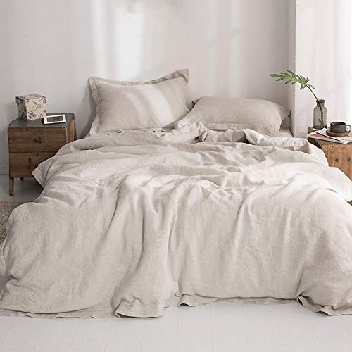 Simple&Opulence 100% Washed Linen Duvet Cover Set with Embroidered,King Size(104"x92"),3 Pieces S... | Amazon (US)