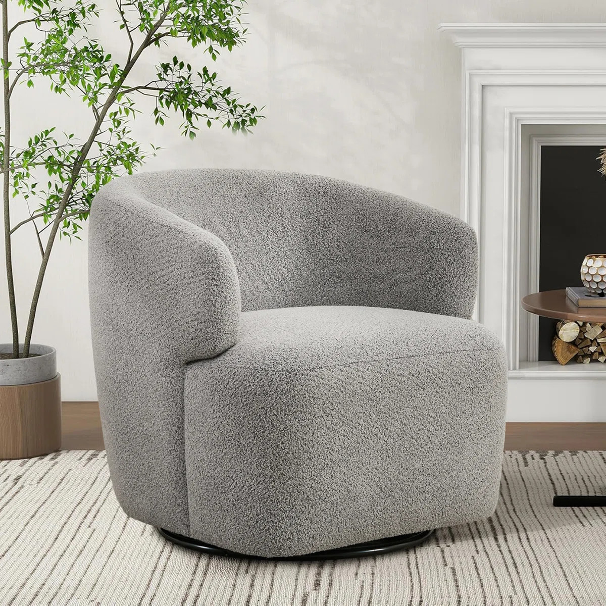 30" Wide Upholstered Swivel Barrel Accent Chair, No Assembly | Wayfair North America