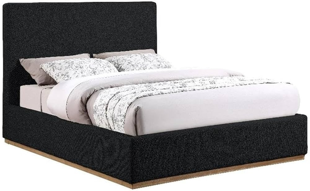 MAKLAINE Contemporary Soft Rich Black Finish Fabric King Bed | Amazon (US)