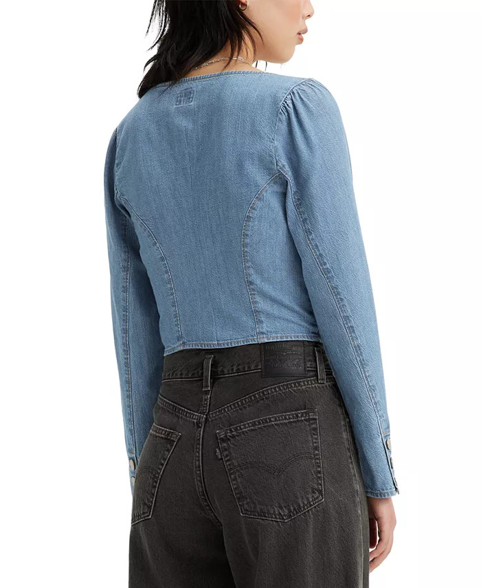 Levi's Women's Daryn Cotton Long-Sleeve Corset Blouse - Macy's | Macy's