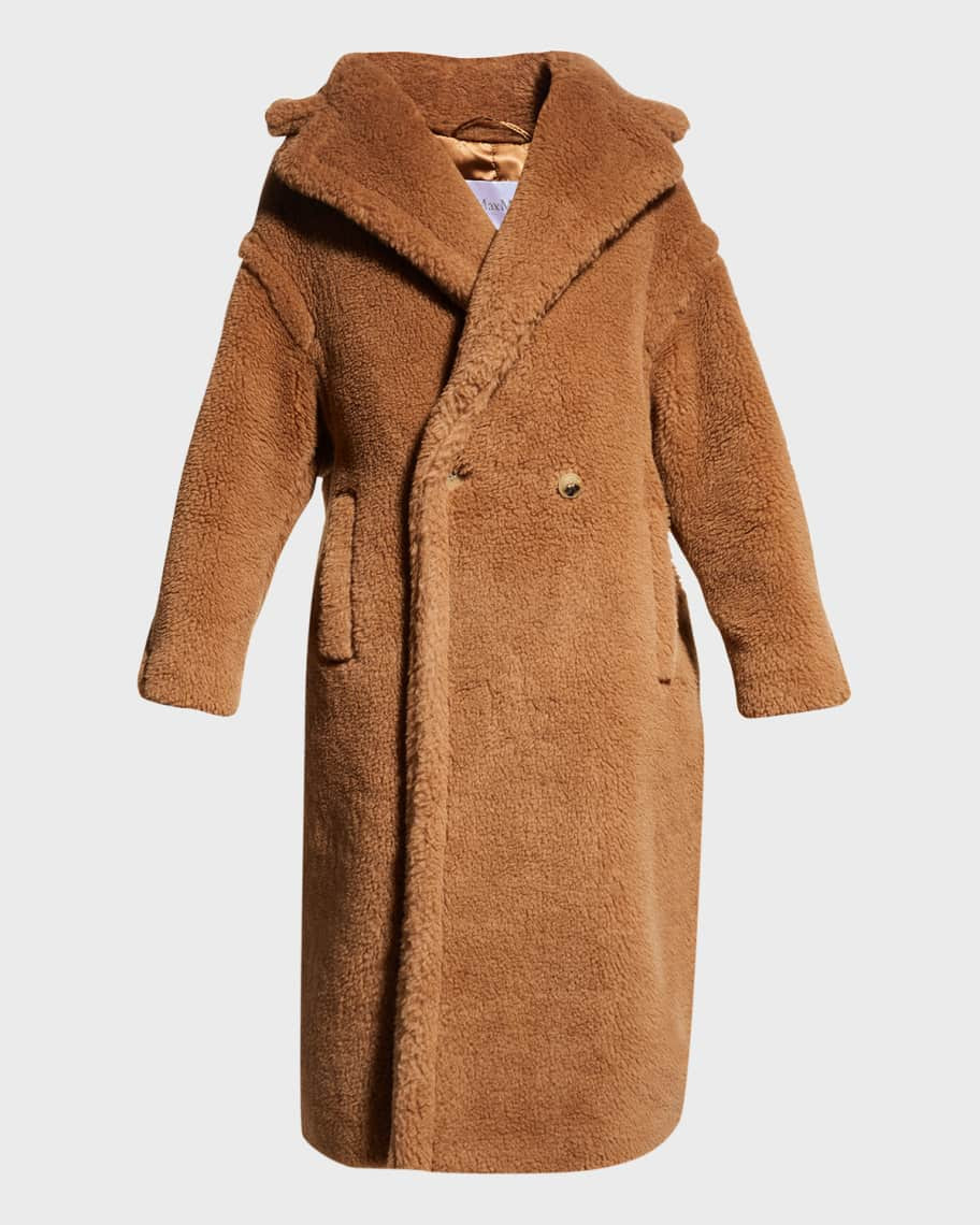 Double-Breasted Camel Hair Blend Teddy Coat | Neiman Marcus