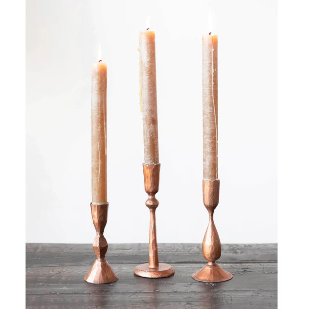 Antique Copper Taper Holders, Set of 3 | Pepper + Vetiver
