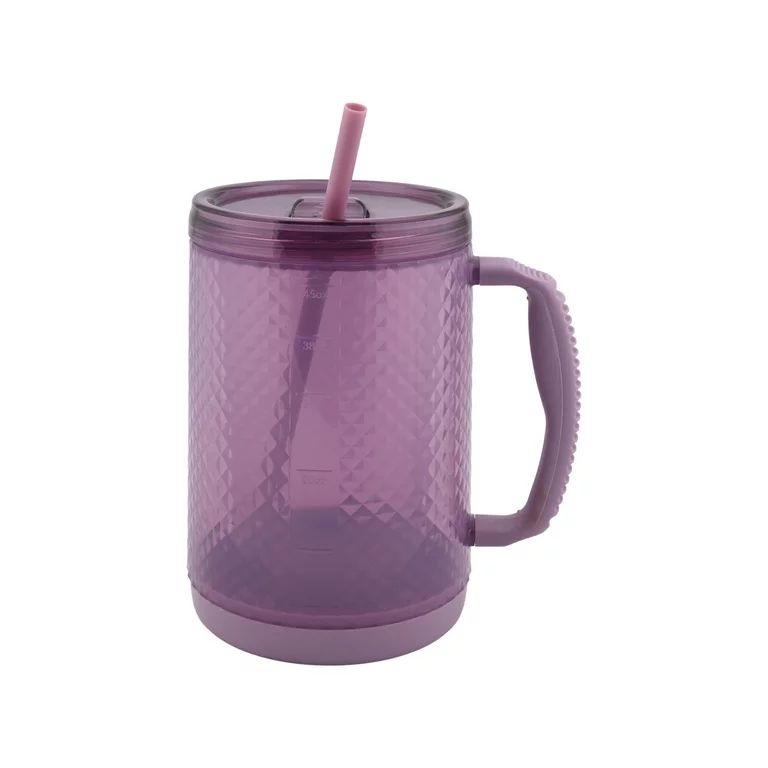 Mainstays 48-Ounce Plastic Textured Hydro Mug with Lid, Purple - Walmart.com | Walmart (US)