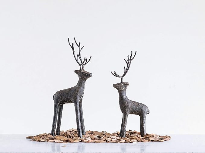 Creative Co-Op Cast Iron Standing Deer Figures and Figurines, 11.75", Black | Amazon (US)