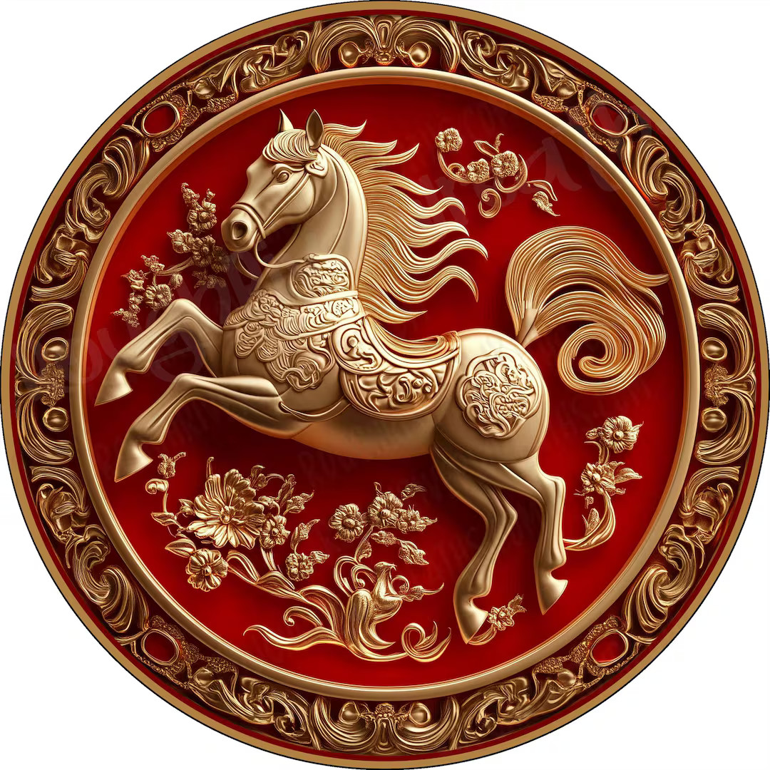 Year of the Horse 2026 Lunar New Year Wreath Sign, Chinese New Year 2026 Sign, Year of The Horse ... | Etsy (US)