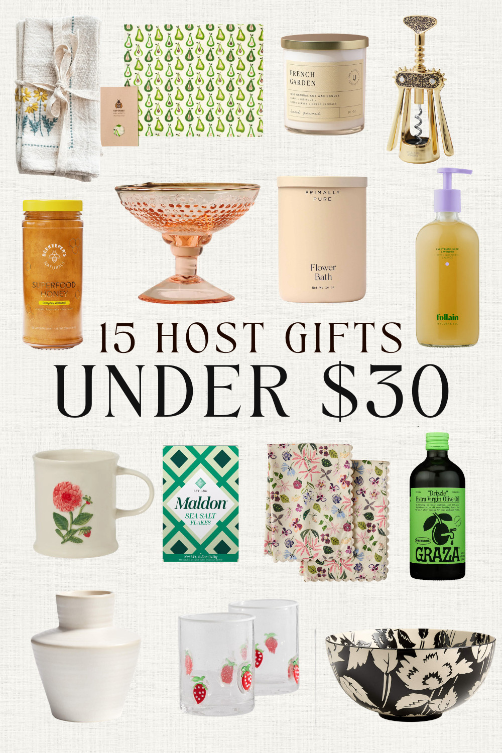 15 Thoughtful Host Gifts Under $30 🎁 Perfect for Last-Minute Events

Need a quick, beautiful thank you gift for your host? These 15 affordable and practical host gifts under $30 are exactly what you need. Including natural fabric items, clean beauty favorites, pretty kitchen finds, and elegant touches that feel special without breaking the bank. Great for dinner parties, weekend stays, or anytime appreciation.

 