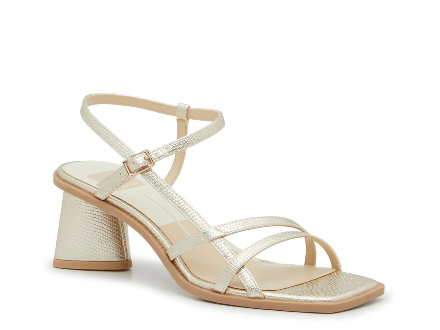 Dolce Vita Britt Sandal | Women's | Gold Metallic Snake Print | Size 9 | Heels | Sandals | Ankle Strap | DSW