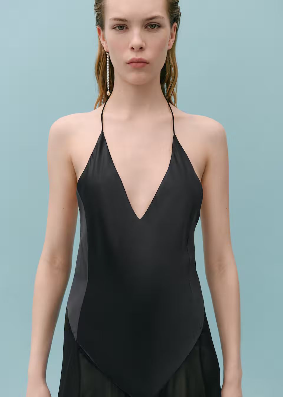 Semi-transparent combined body silk dress  -  Women | Mango USA | MANGO (US)