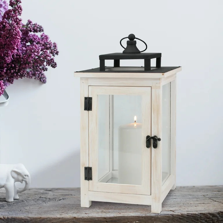 Better Homes & Gardens Decorative Large Wood & Metal Lantern, White | Walmart (US)