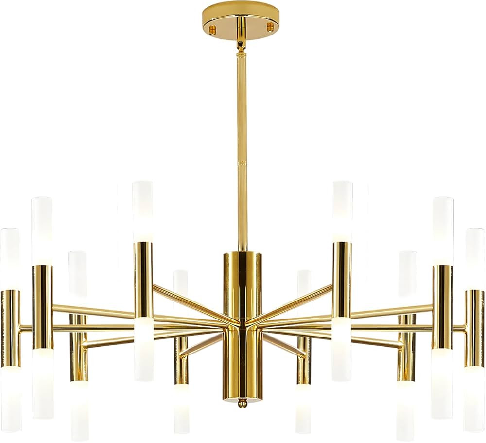 BOKT Modern Chandelier 20-Lights LED Sputnik Chandelier Mid Century Pendant Light Acrylic White S... | Amazon (US)