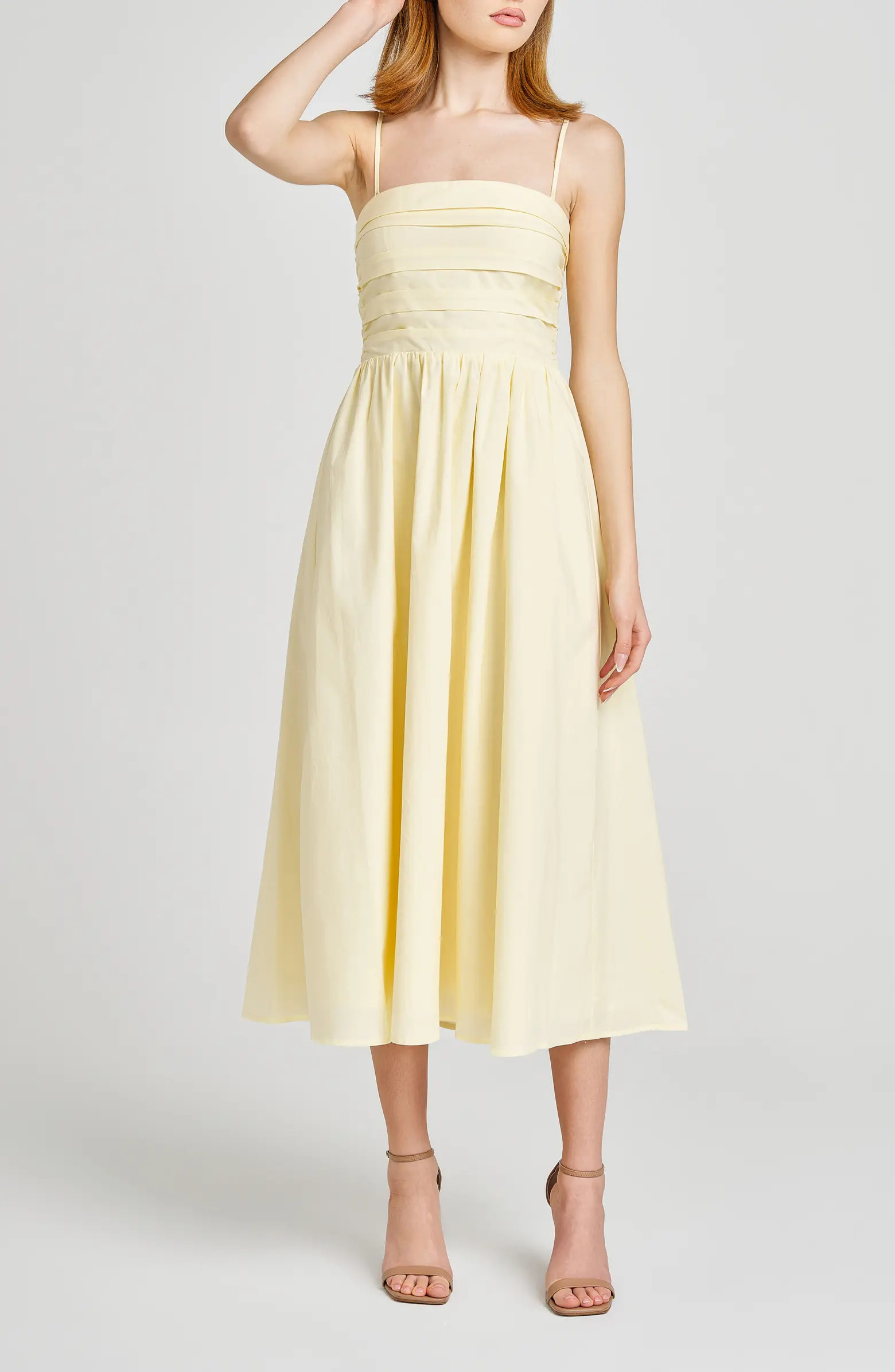 x Styled by COCO! Sammie Pleat Strapless Stretch Cotton Sundress | Nordstrom