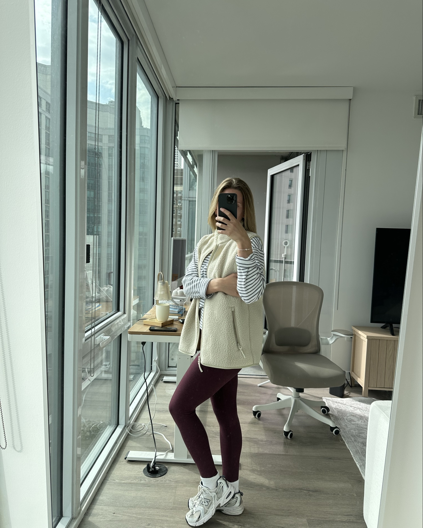 Wearing S in the top and L in the vest