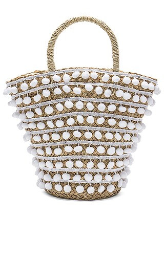 Mystique Pom Pom Bucket Bag in White | Revolve Clothing (Global)